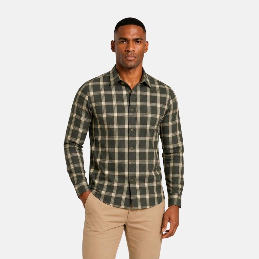 Camisa Masculina Manga Longa Xadrez Algodão Medson
