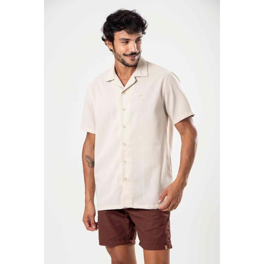 Camisa Masculina Maresia Manga Curta Linho 0401