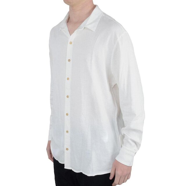 Camisa Masculina ML Lado Avesso Linho Bege - LH436P