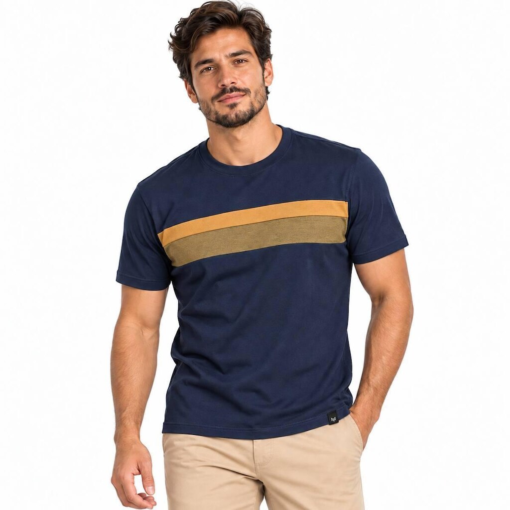 Camisa Masculina MMT: Algodão Penteado e Design Sofisticado 583366 Azul