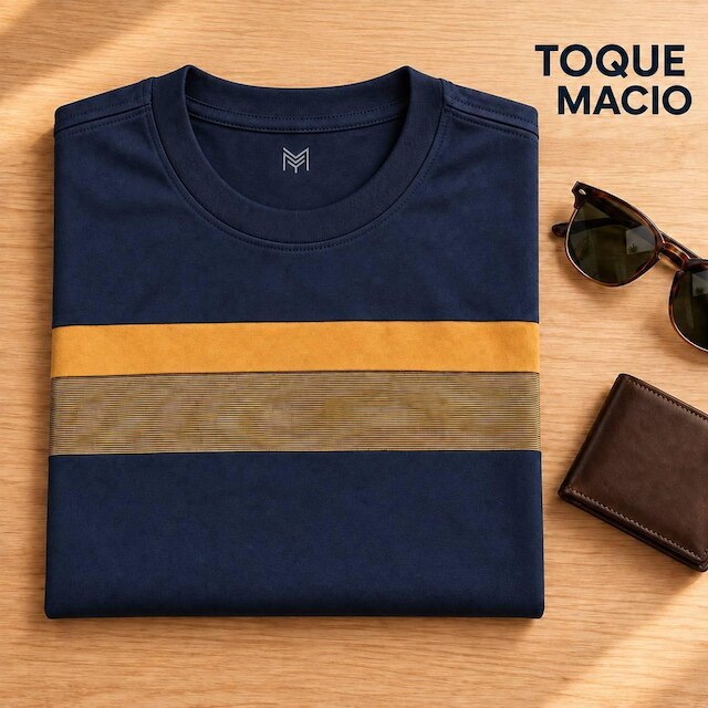 Camisa Masculina MMT: Algodão Penteado e Design Sofisticado 583366 Azul