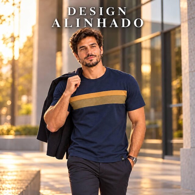 Camisa Masculina MMT: Algodão Penteado e Design Sofisticado 583366 Azul