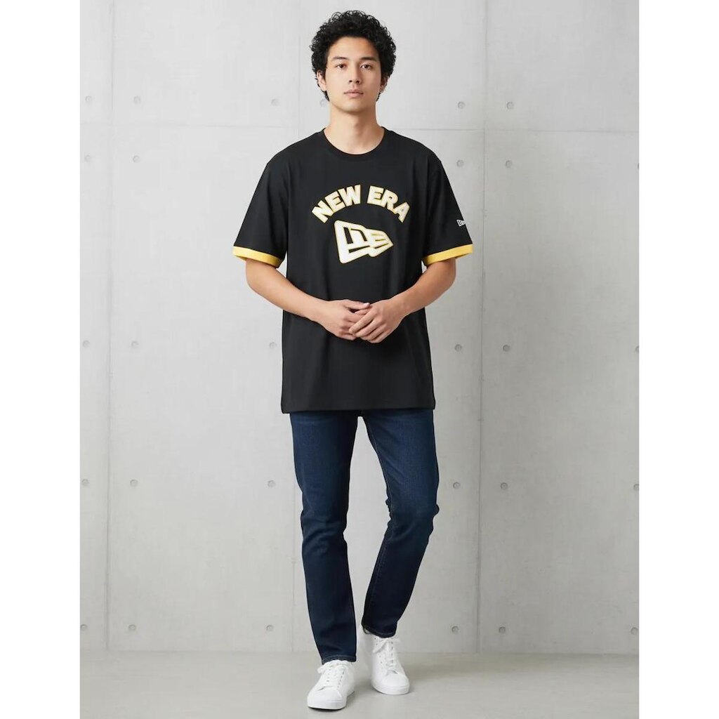CAMISA MASCULINA NEW ERA JERSEY PRETA AMARELA