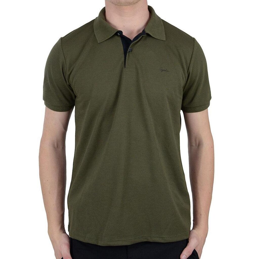 Camisa Masculina Ogochi Gola Polo Slim Verde Musgo - 0075