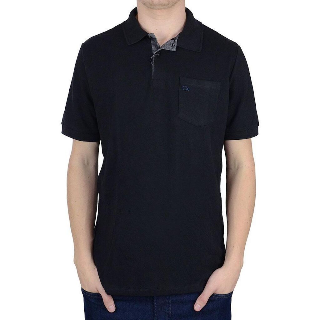 Camisa Masculina Ogochi MC Gola Polo Slim Preta - 0070