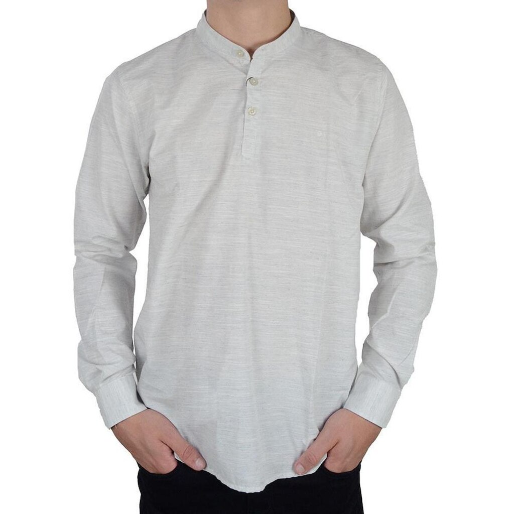 Camisa Masculina Ogochi ML Slim Gola Padre Bege - 001520