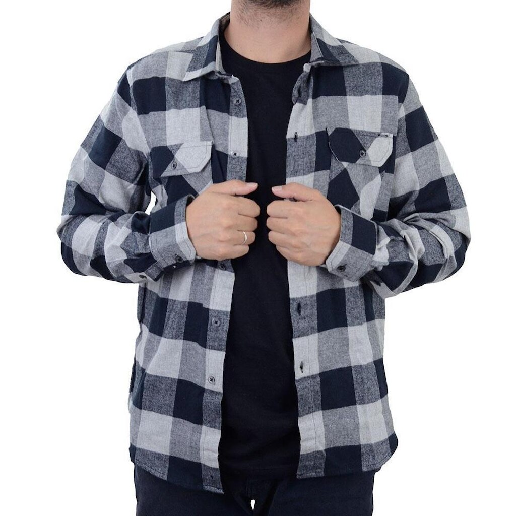Camisa Masculina Oyhan ML Flanela Xadrez Preta - 41K1407