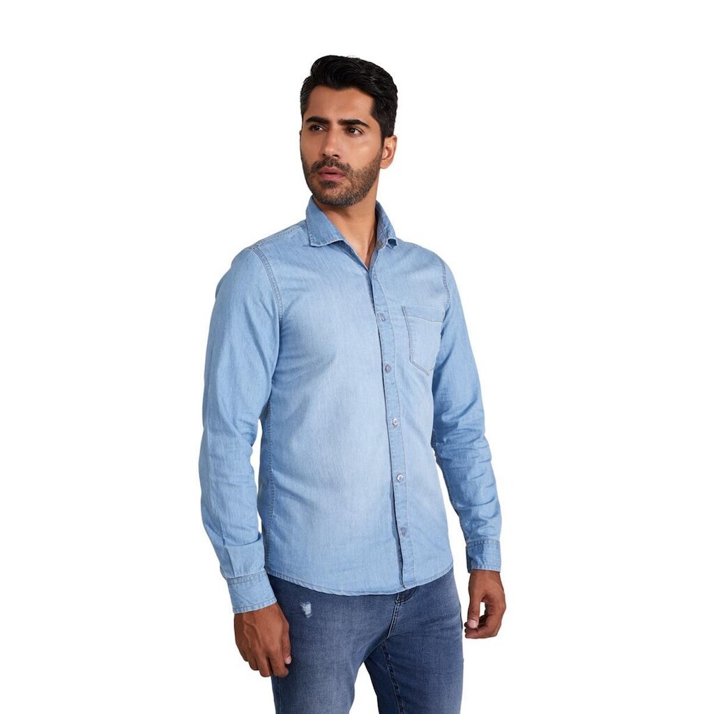 Camisa Masculina Peoples Manga Longa  Jeans G