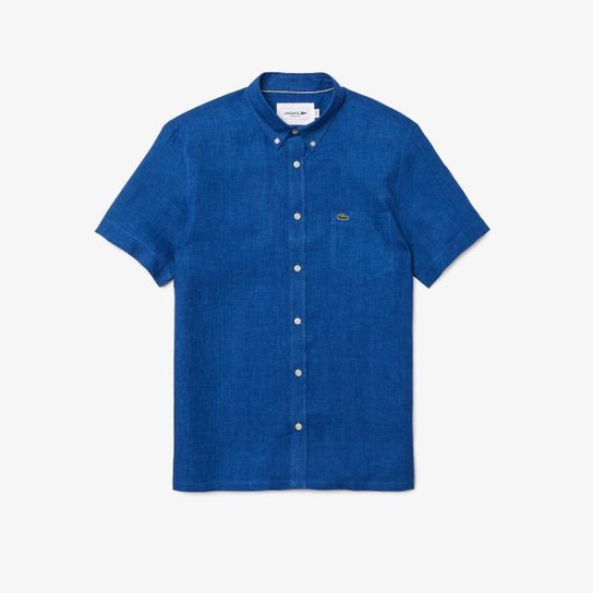 Camisa masculina Regular Fit em linho - Azul