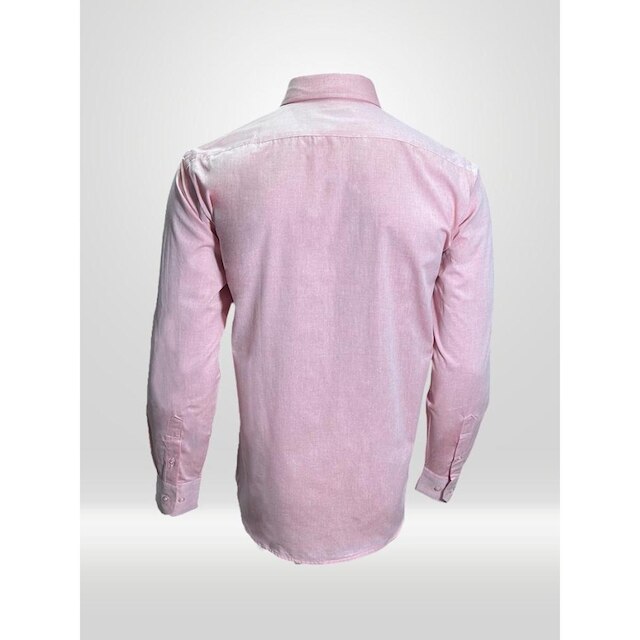 Camisa Masculina Social Manga Longa Rosa Chiclete