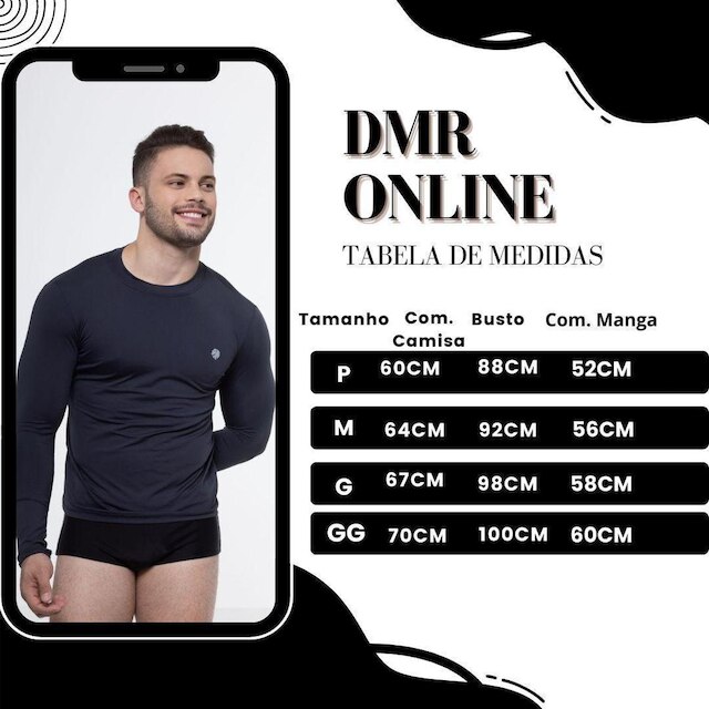 Camisa Masculina Térmica Manga Longa Com Proteção Uv 50+