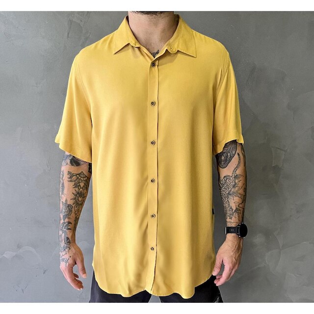 Camisa Masculina Viscose Manga Curta Social