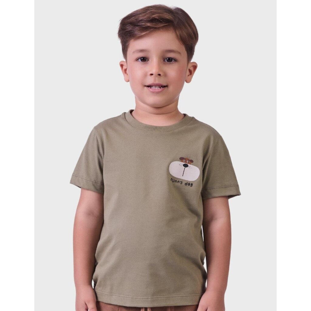 Camisa Meia Malha Estilo Verão Estapa De Castor Com Toque Suave E Conforto Menino 1 a 4