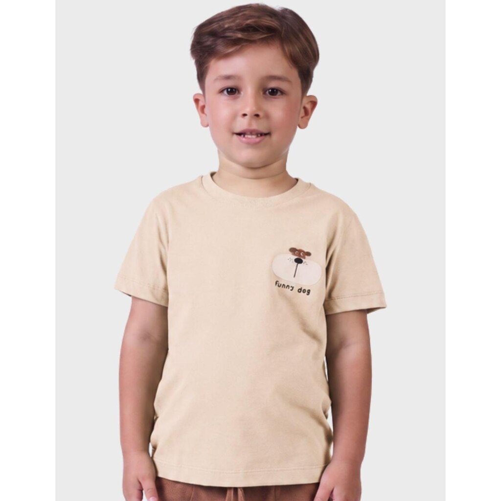 Camisa Meia Malha Estilo Verão Estapa De Castor Com Toque Suave E Conforto Menino 1 a 4