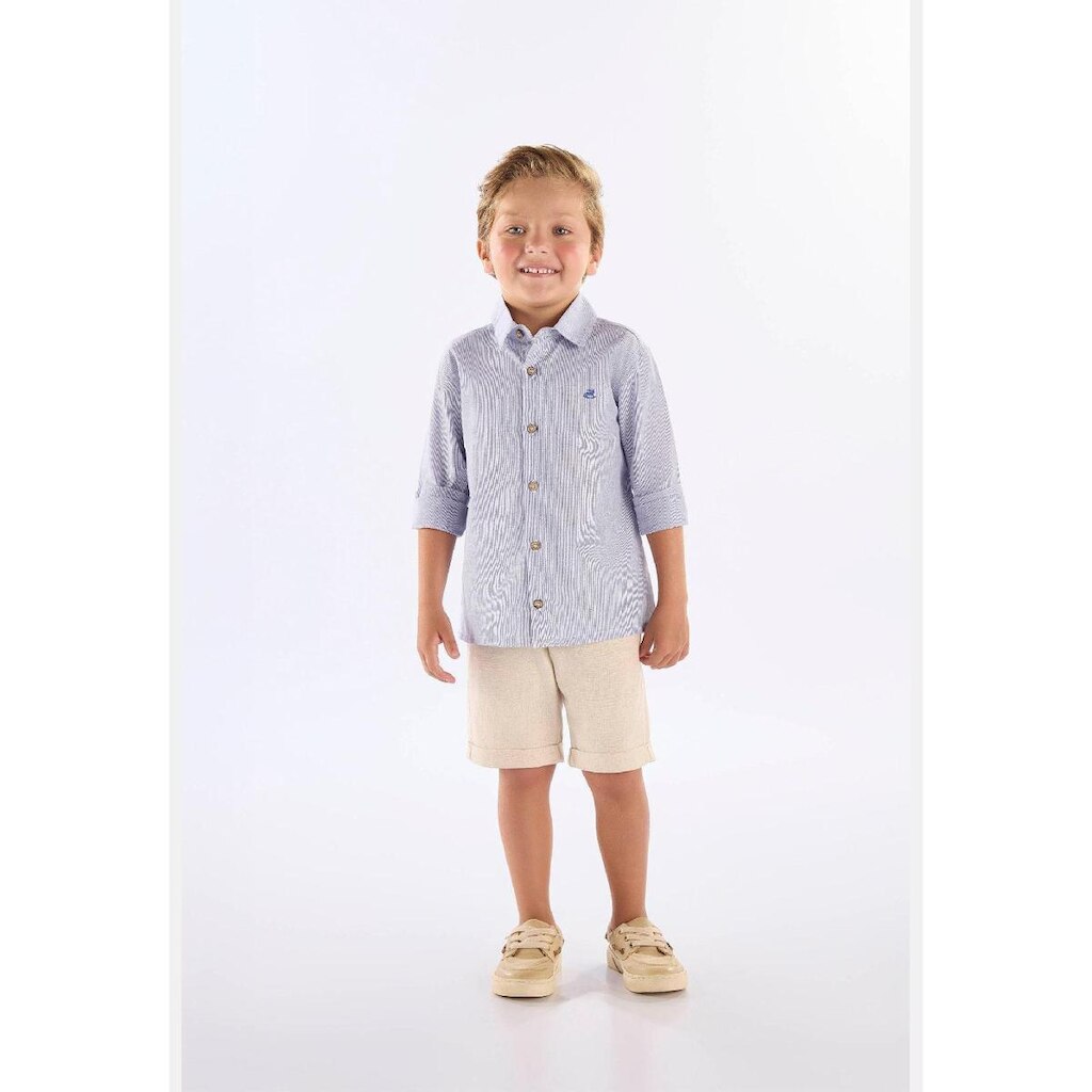 Camisa Menino em Linho Listrado Up Baby