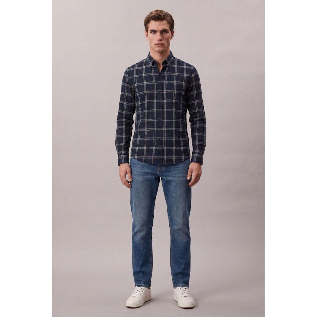Camisa Ml Ckj Regular Flamê Check - Marinho