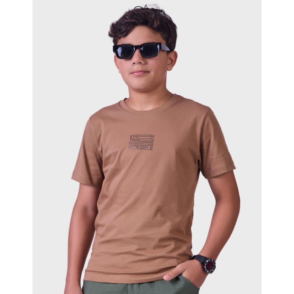 Camisa Modelo Meia Malha Estampada Com Detalhes Discretos Do Verão Diário Masculino 12 a 18