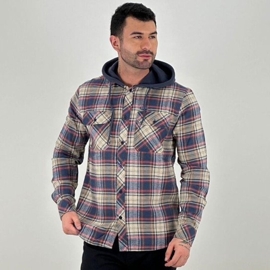 Netshoes Camisa Jeans Masculina Com Capuz Camisa Nicoboco Flanela