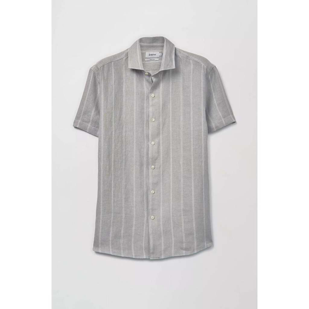 Camisa Oficina Reserva Linho Roma Listra Cinza