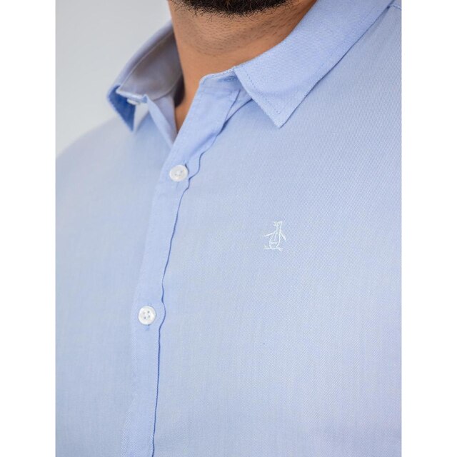 Camisa Original Penguin Masculina Regular Oxford Azul Claro Mescla