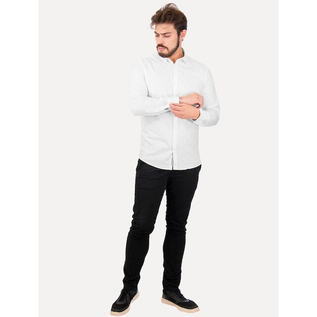 Camisa Original Penguin Masculina Regular Tricoline Bordado Branca