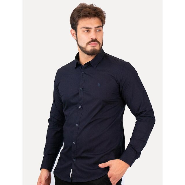 Camisa Original Penguin Regular Bordado Azul Marinho
