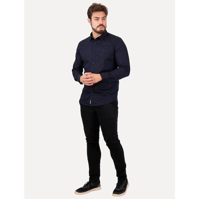 Camisa Original Penguin Regular Bordado Azul Marinho