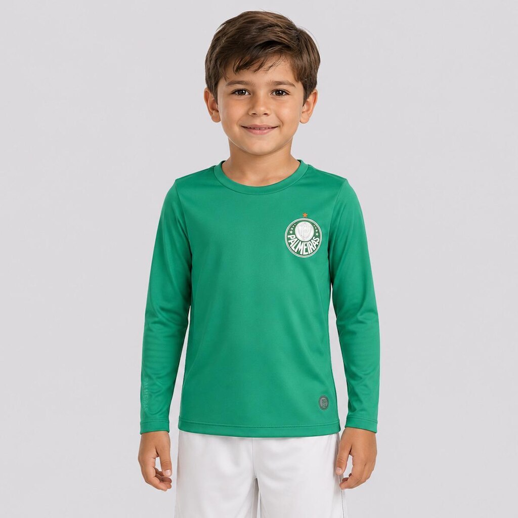 Camisa Palmeiras 1914 Manga Longa UV50 Infantil Verde