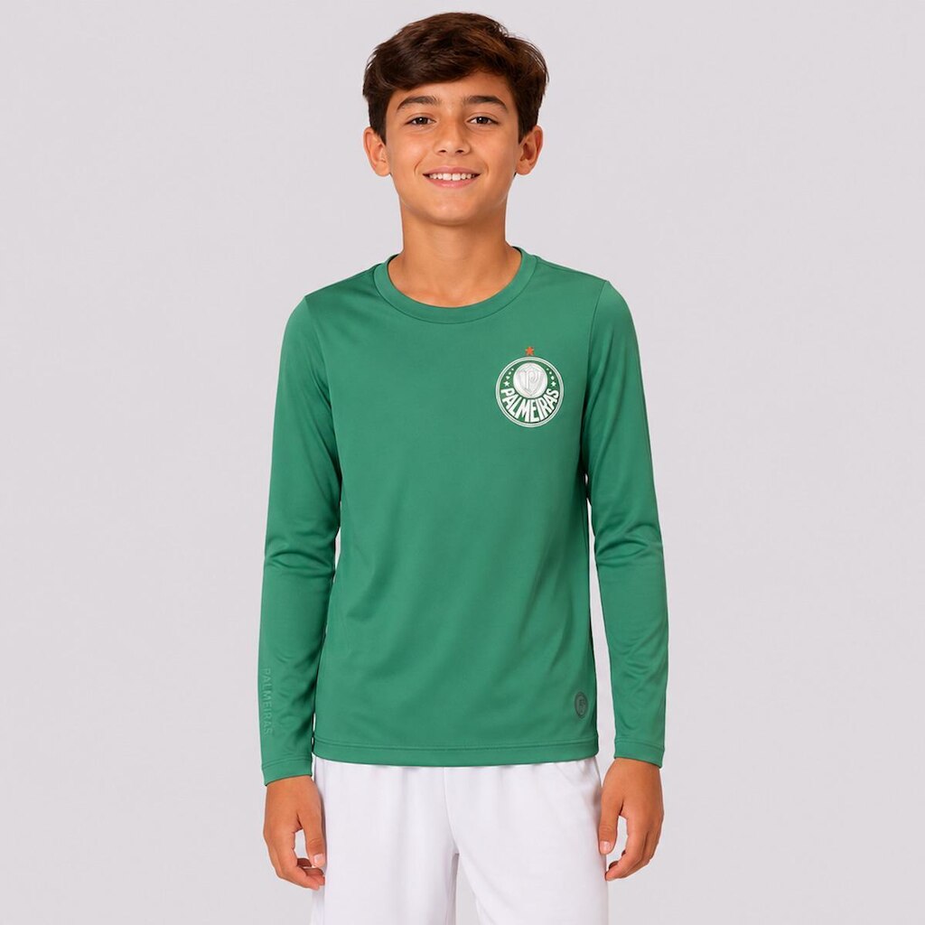 Camisa Palmeiras 1914 Manga Longa UV50 Juvenil Verde
