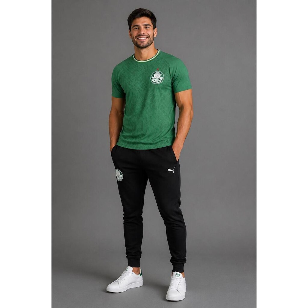 Camisa Palmeiras Oficial Masculina Home Escudo Bordado Verde Premium