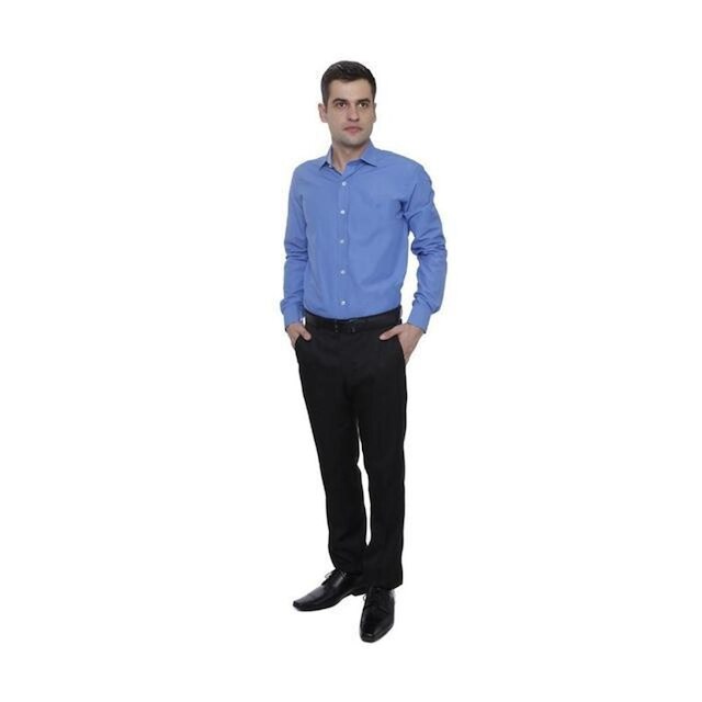 Camisa Passa Fácil Hugo Deleon Lisa Azul Royal