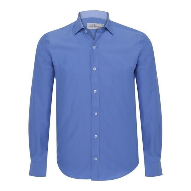 Camisa Passa Fácil Hugo Deleon Lisa Azul Royal