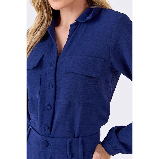 Camisa PKS Manga Longa Azul Marinho