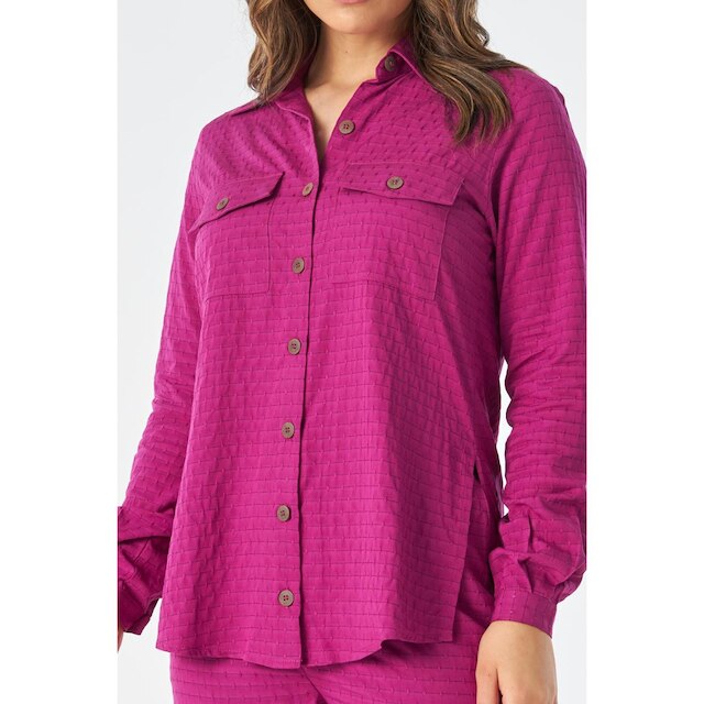 Camisa PKS Manga Longa Com Bolsos Rosa-GG