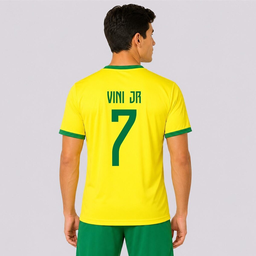 Camisa Placar  Brasil Brasão Amarela 7 Vini Jr