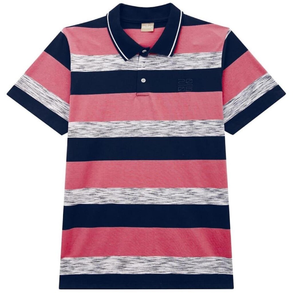 Camisa Pólo ADULTO Masculino Azul Marinho E Rosa Tam M e G - Milon