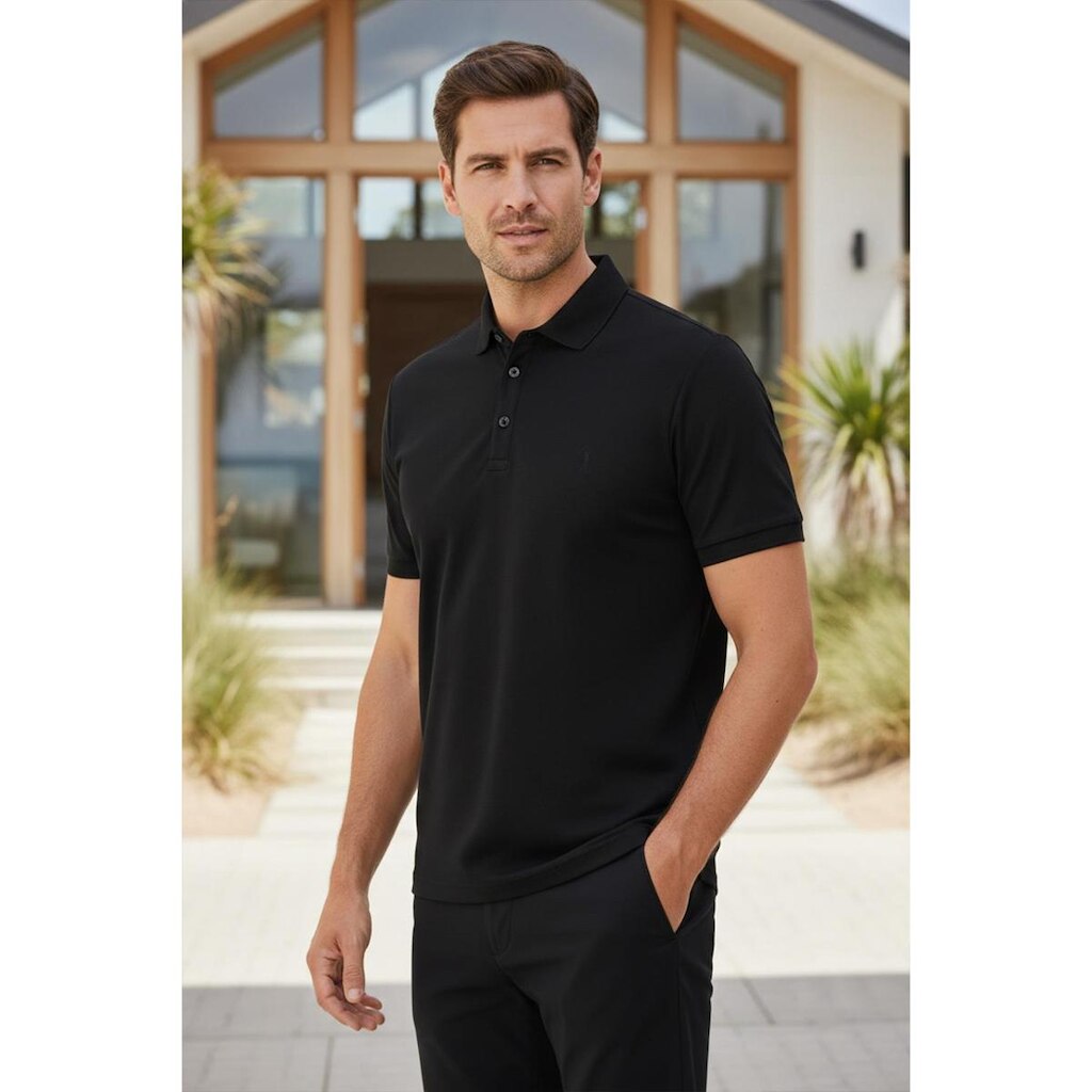 Camisa Polo Aleatory Lisa Algodão Peruano Preto se