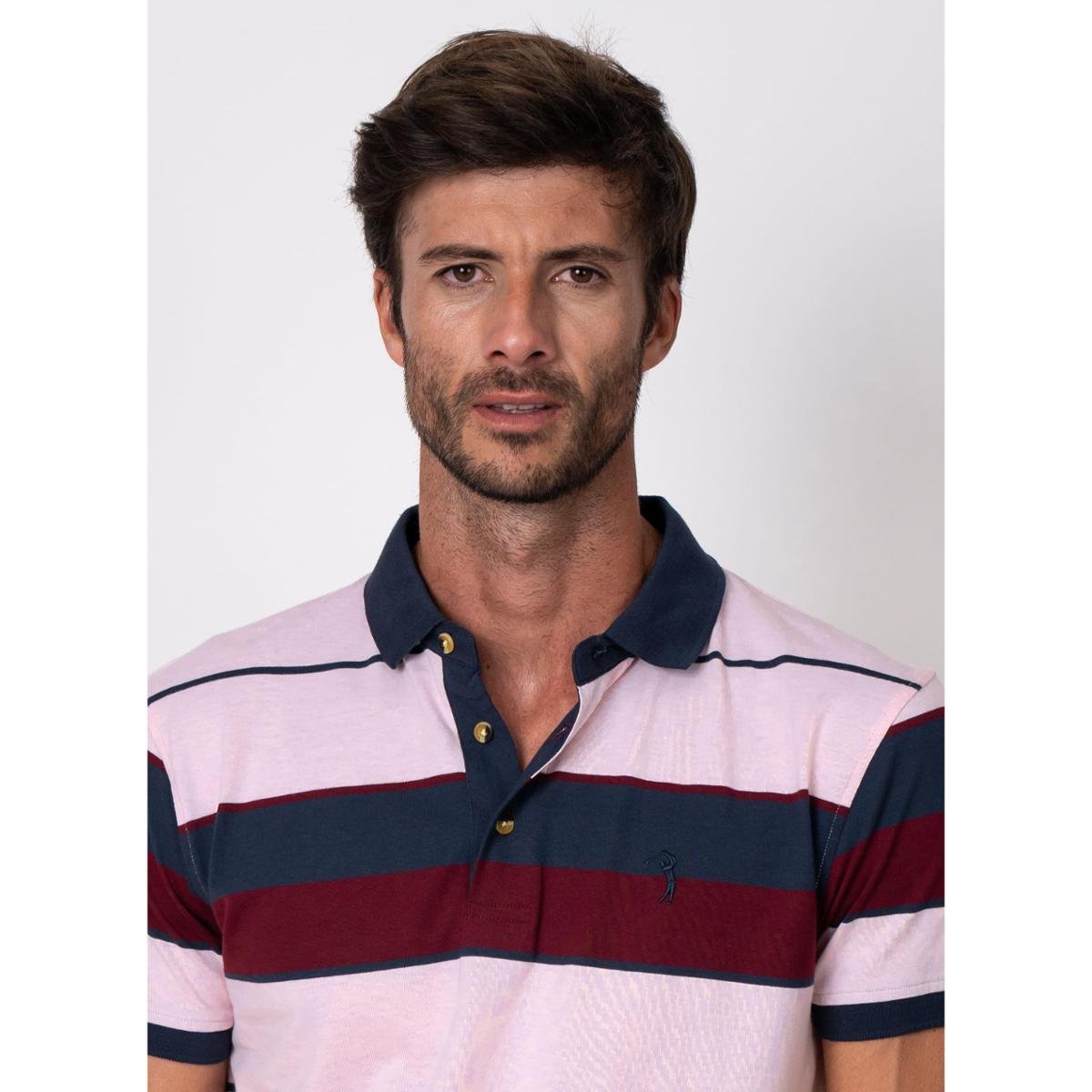 Camisa Polo Aleatory Listrada Brave Rosa - Rosa | Zattini