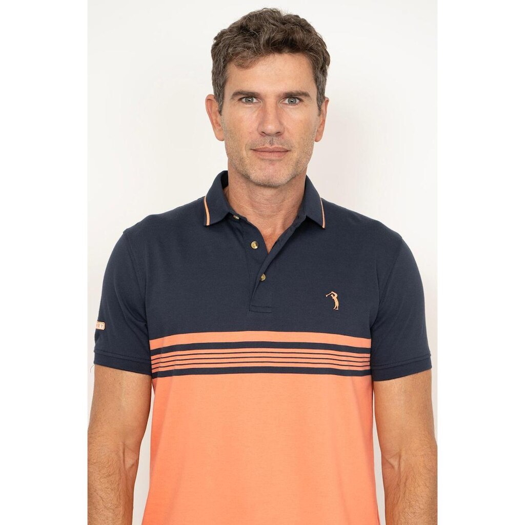 Camisa Polo Aleatory Listrada Dufner Laranja