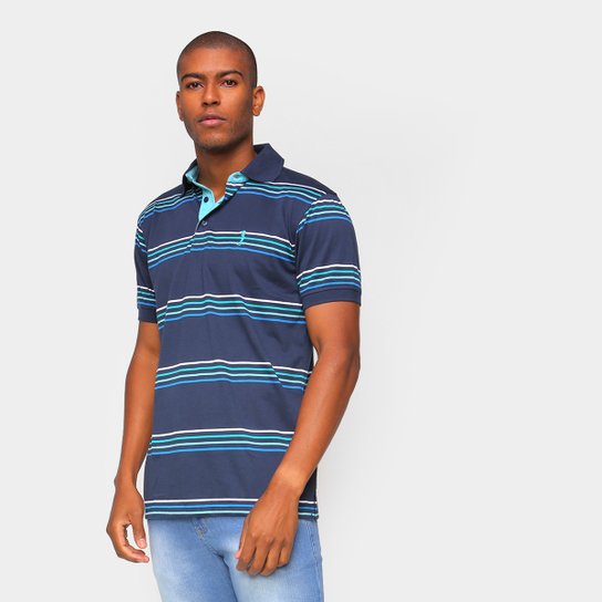 Camisa Polo Aleatory Listrada Masculina - Branco