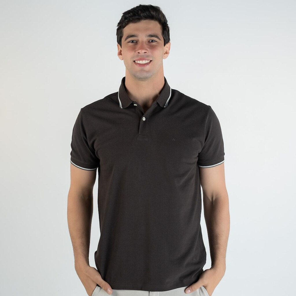 Camisa Polo Aramis Frisos Marrom