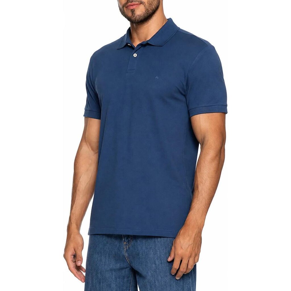 Camisa Polo Aramis Manga Curta Básica Piquet Azul Petroleo