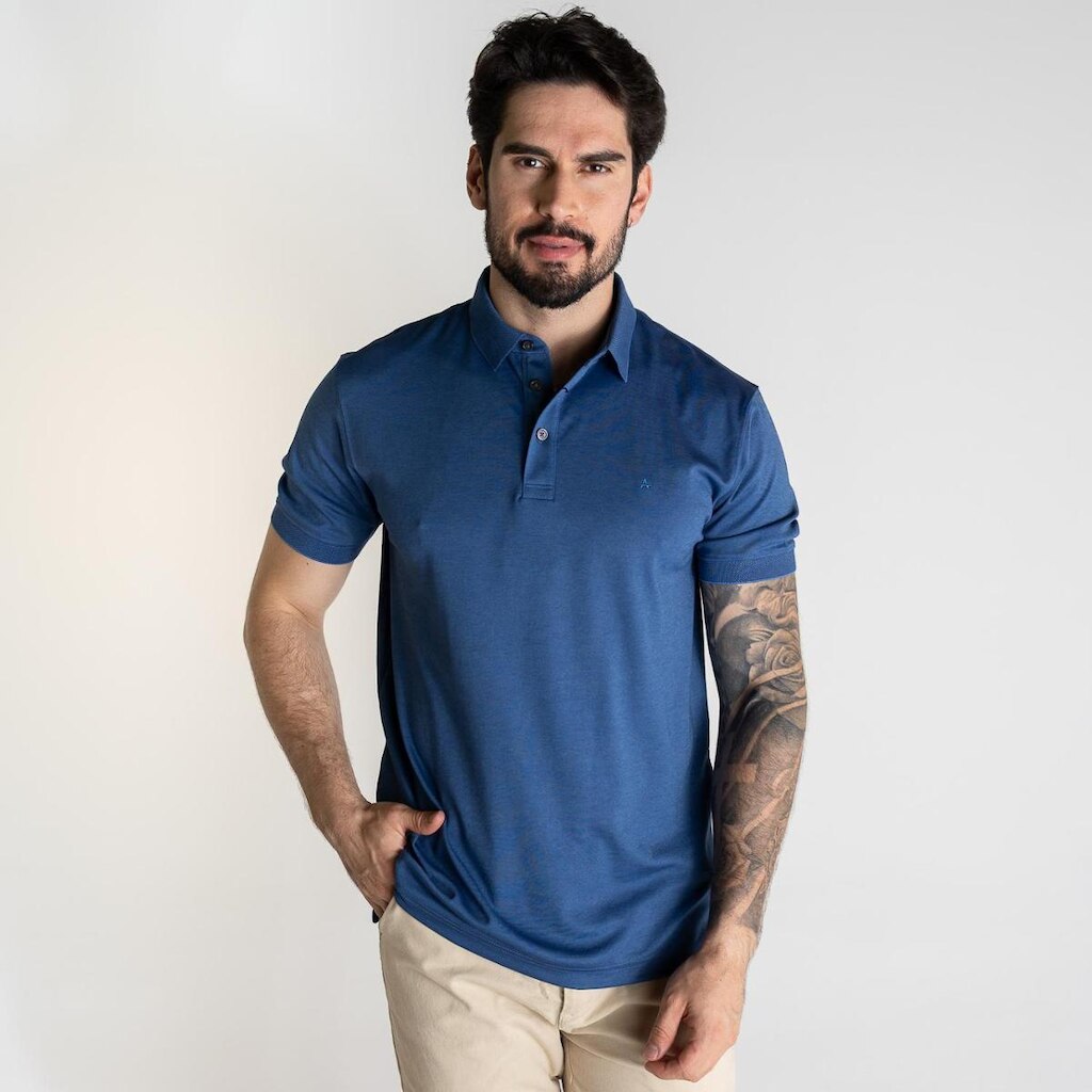 Camisa Polo Aramis Pima Tech Azul Médio