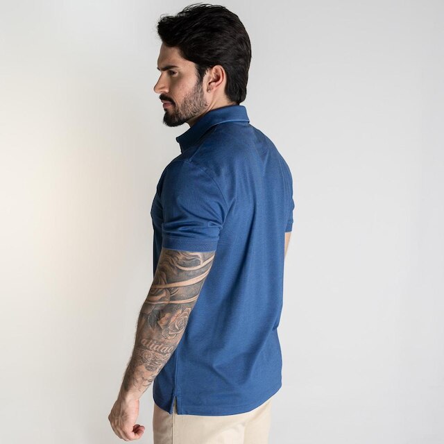 Camisa Polo Aramis Pima Tech Azul Médio