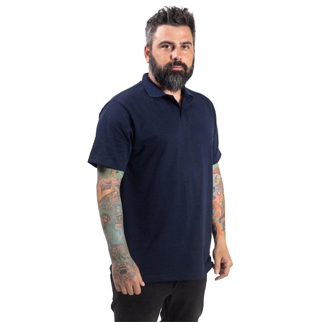 Camisa Polo Azul Marinho Lisa Para Personalizar Uniformes