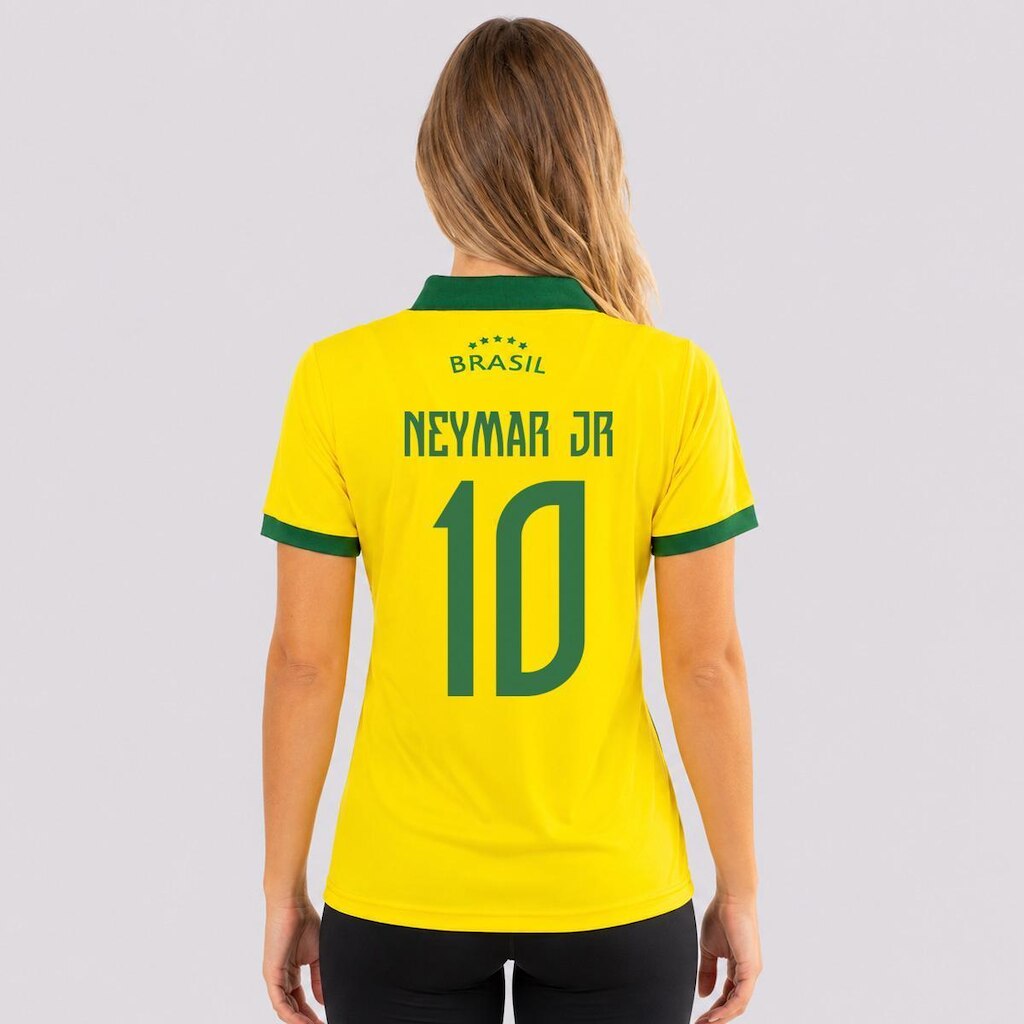 Camisa Polo Balboa Brasil Penta Feminina 10 Neymar Jr