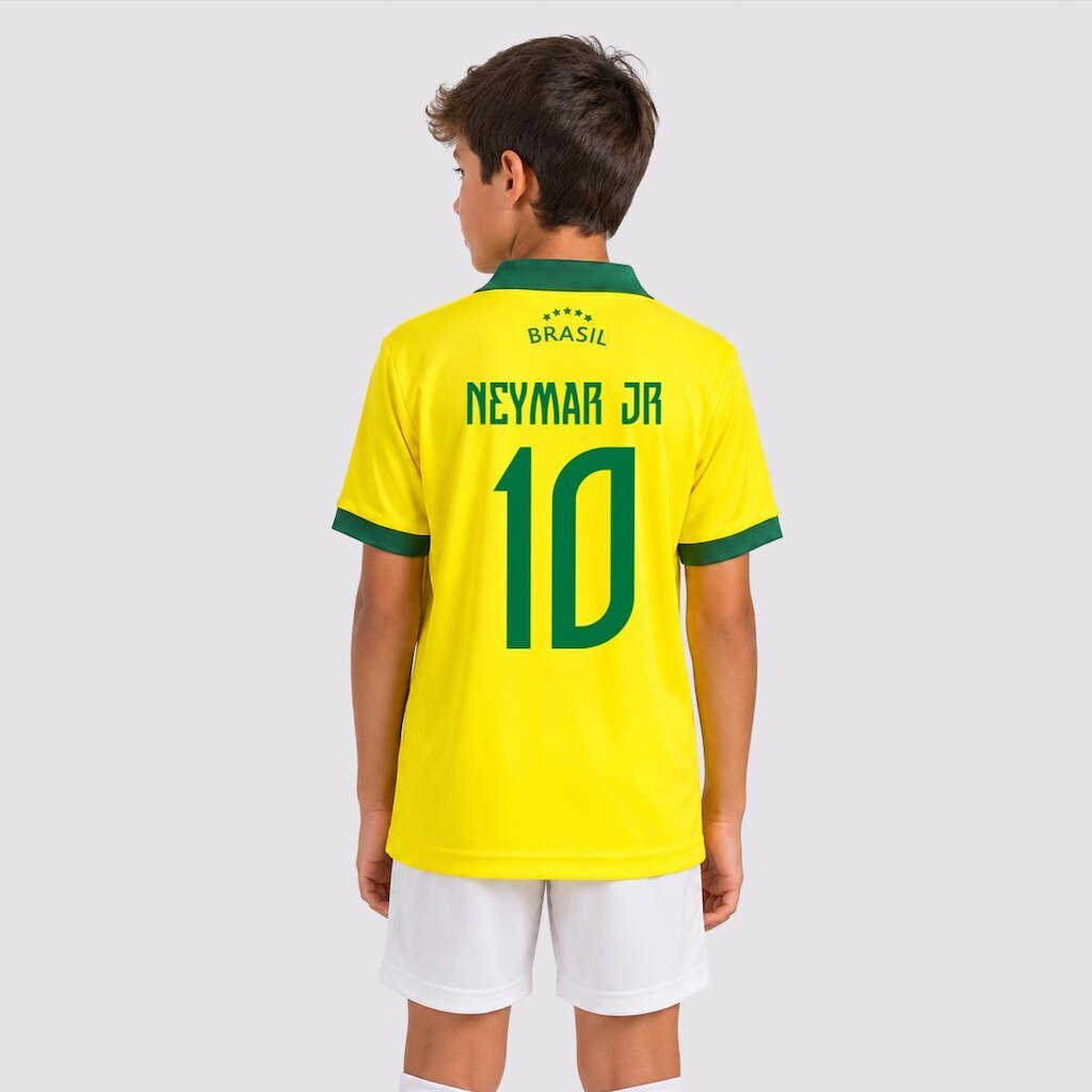 Camisa Polo Balboa Brasil Penta Infantil Neymar Jr 10