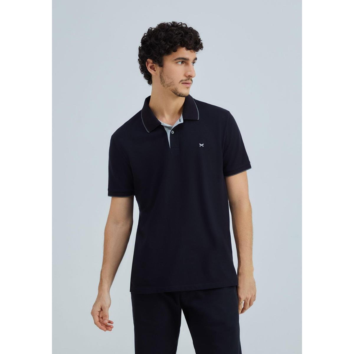 Camisa Polo Básica Masculina Em Piquet Com Bordado - Rosa EXG