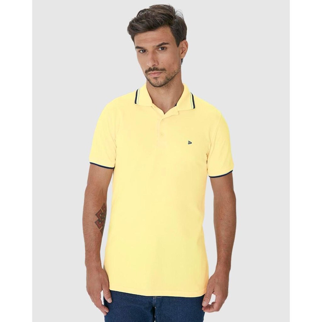 Camisa Polo Básica Masculina Em Piquet Premium Amarelo - P