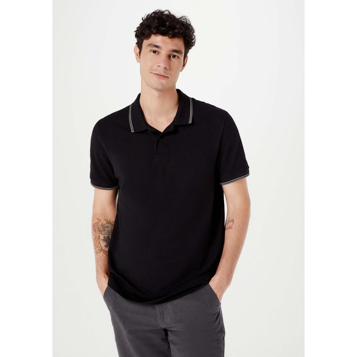 Camisa Polo Básica Masculina Manga Curta Em Piquet - Preto XG Menor preço em Camisa Polo Básica Masculina Manga Curta Em Piquet - Preto XG